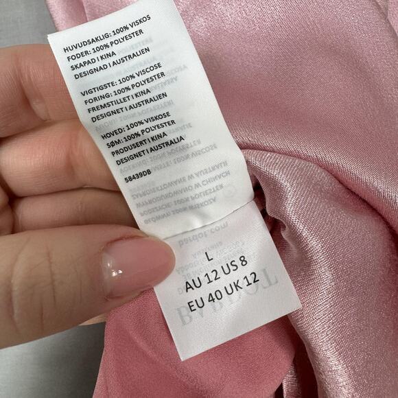 Bardot Dress Womens 8 Blush Pink Rome Diamonte Slip Cutout Maxi Gown Prom Formal - Picture 16 of 16